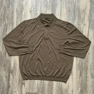 Vintage 90s Loewe Men's Wool Polo Long Sleeve Shirt Size XL / 56